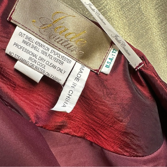 Burgundy Bolero Dress jacket in Jade Taffeta size 12 - Picture 9 of 16